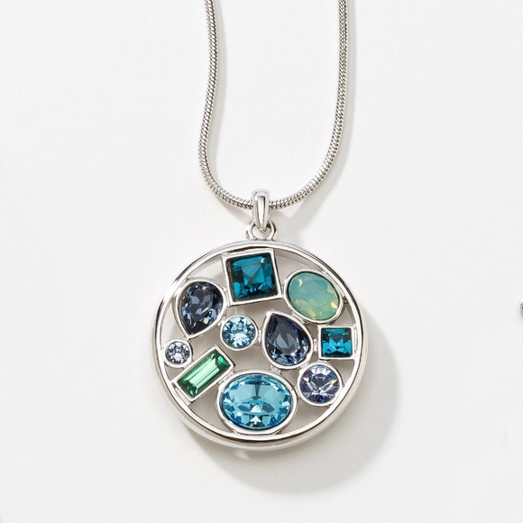 Touchstone Crystal by Swarovski MONTAGE Necklace Blue Crystals - Picture 1 of 6